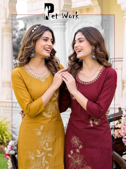 Pet Work Prmnt Roman Silk Knee Length Kurtis Exporter
