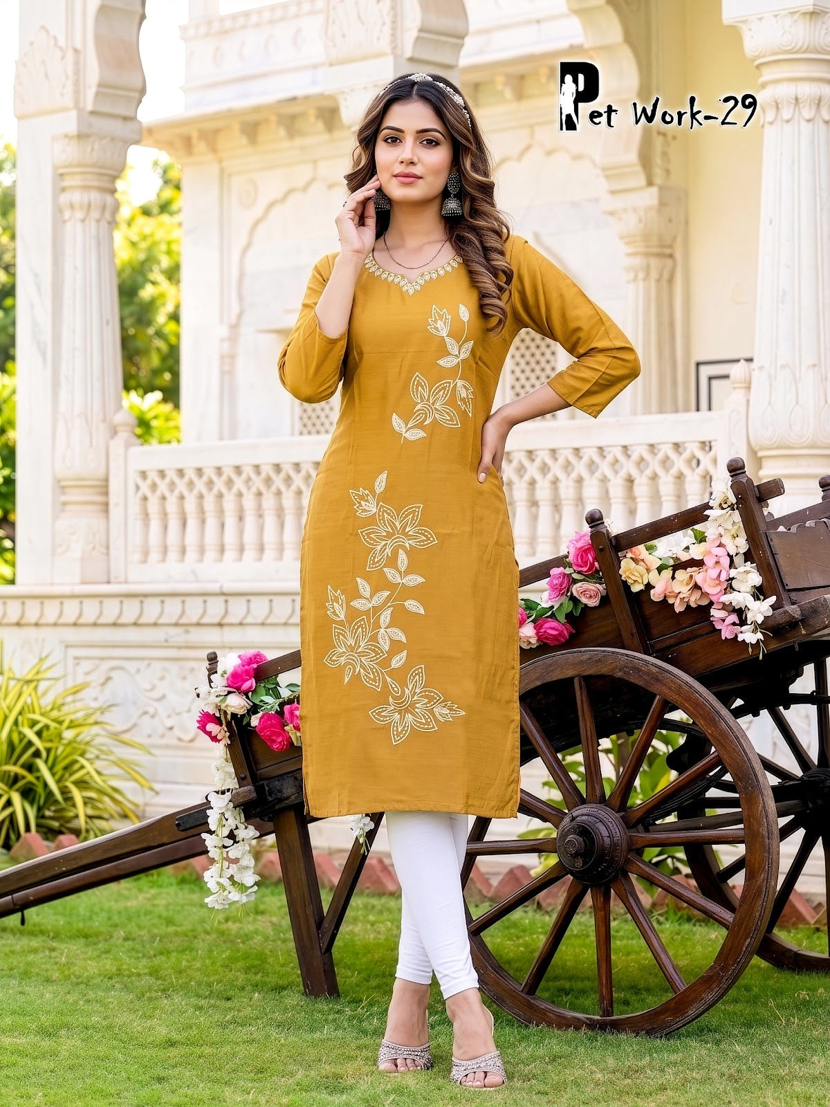 Pet Work Prmnt Roman Silk Knee Length Kurtis Exporter