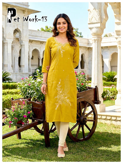 Pet Work Prmnt Roman Silk Knee Length Kurtis Exporter