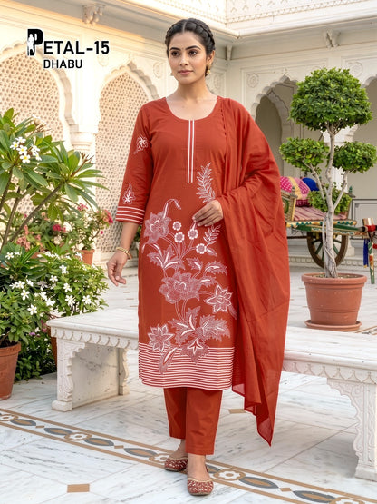 Petal Dhabu Prmnt Cotton Readymade Pant Style Suits Manufacturer Ahmedabad