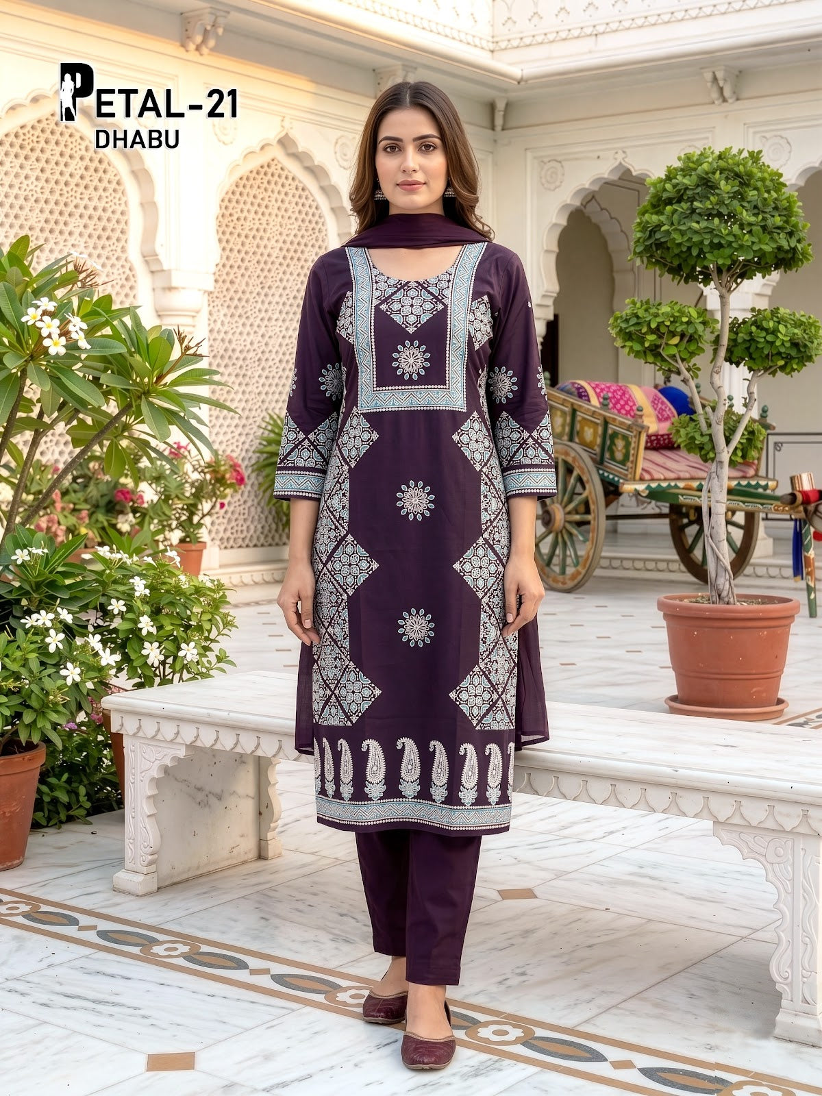 Petal Dhabu Prmnt Cotton Readymade Pant Style Suits Manufacturer Ahmedabad