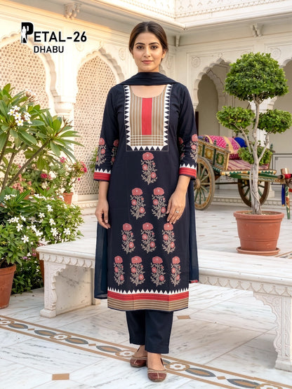 Petal Dhabu Prmnt Cotton Readymade Pant Style Suits Manufacturer Ahmedabad