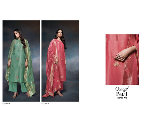 Petal S2785 Ganga Bemberg Silk Plazzo Style Suits Wholesaler India
