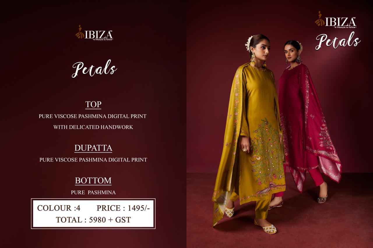 Petals Ibiza Pure Viscose Pashmina Suits Manufacturer India