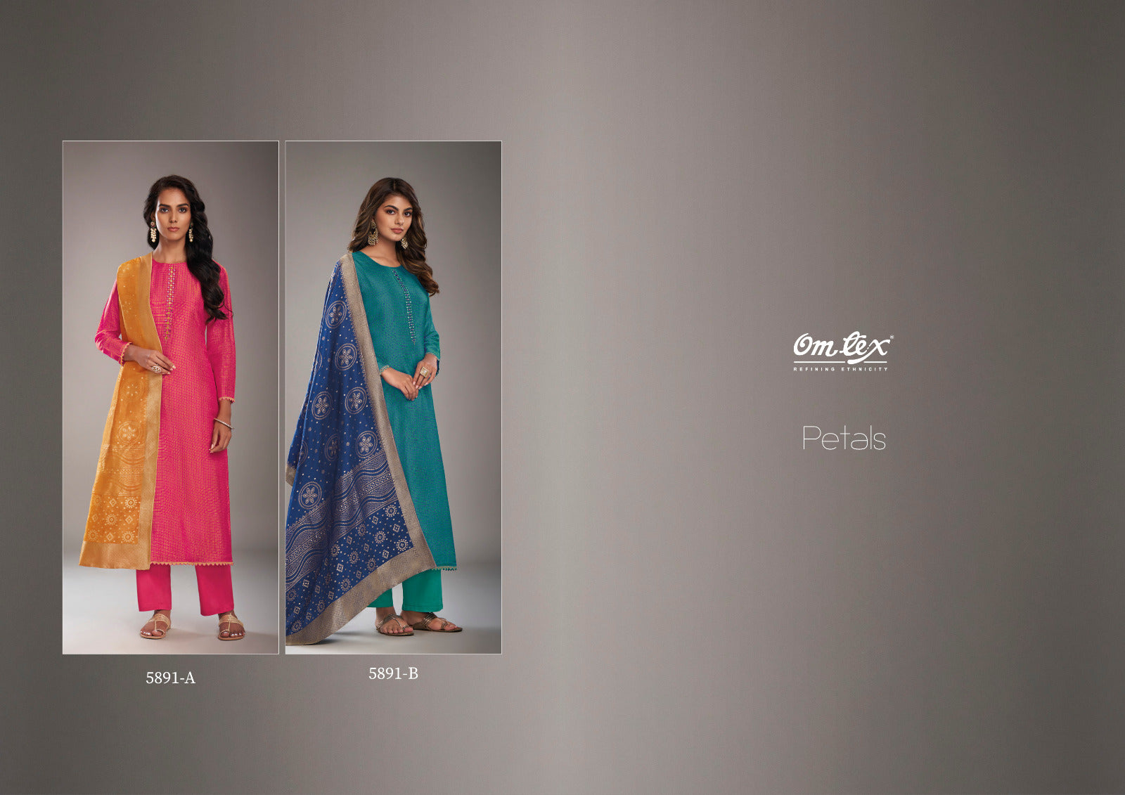 Petals Omtex Russian Silk Pant Style Suits Wholesale Price