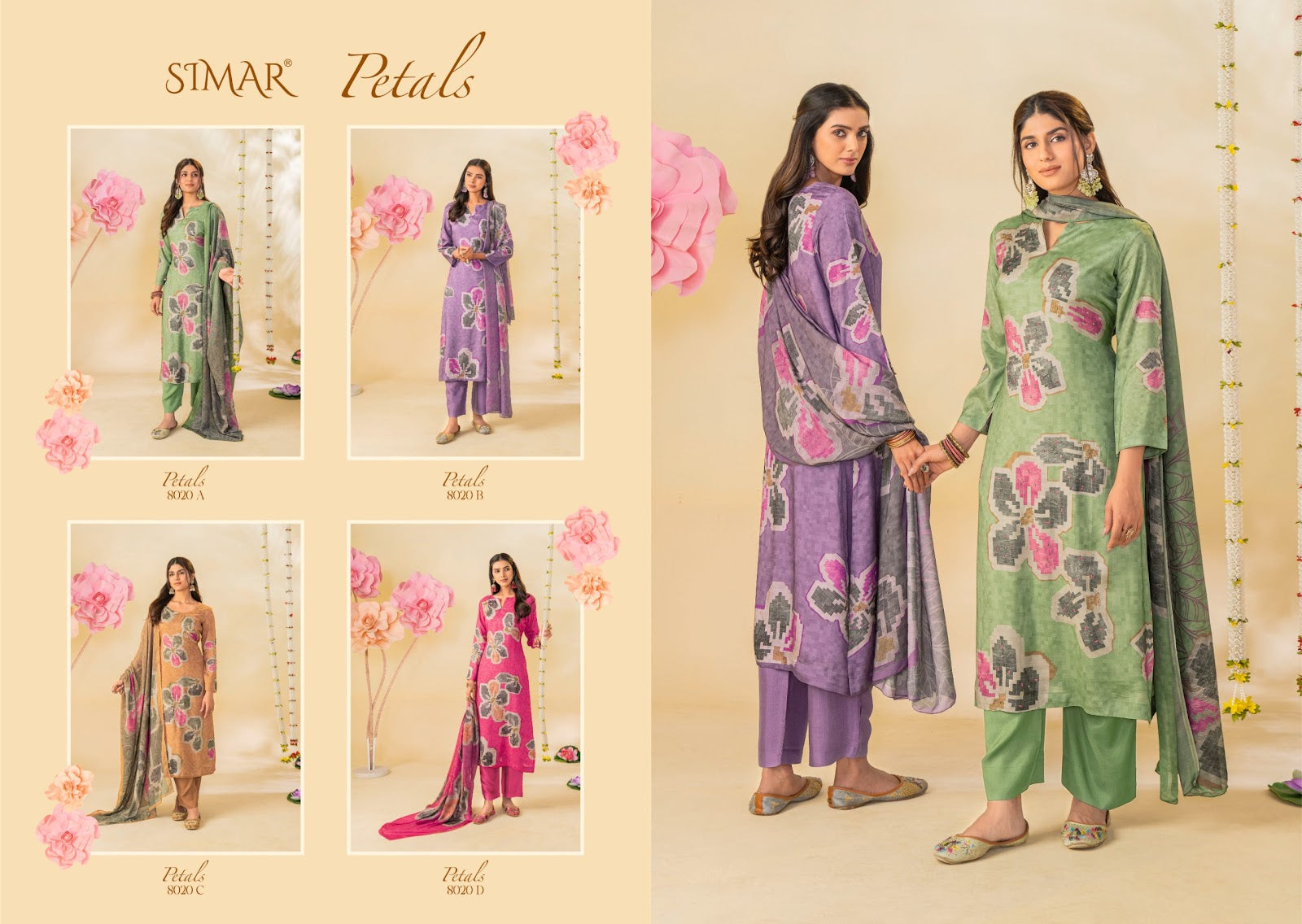 Petals Simar Viscose Muslin Pant Style Suits Wholesale Price