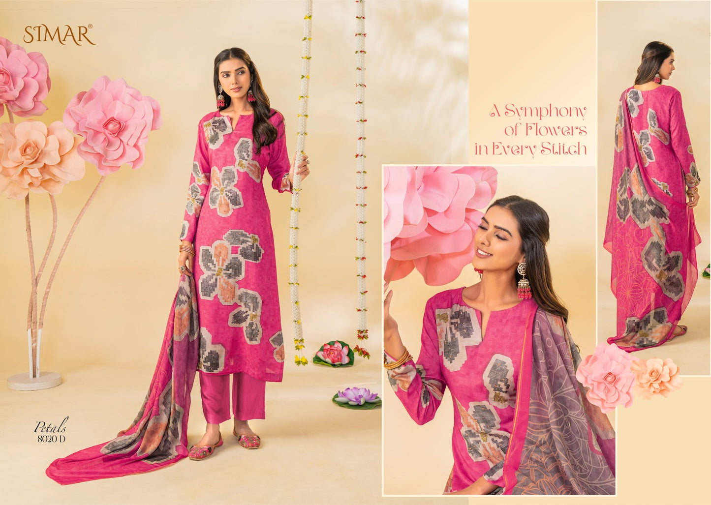 Petals Simar Viscose Muslin Pant Style Suits Wholesale Price