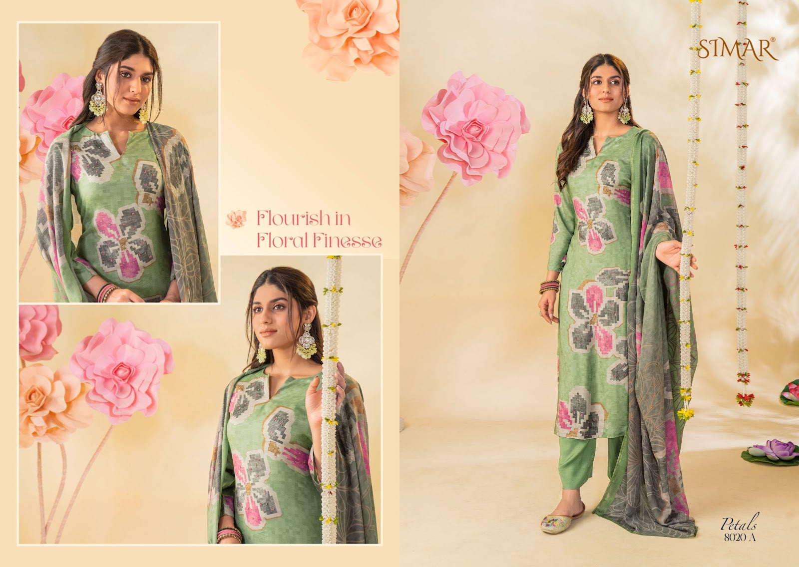 Petals Simar Viscose Muslin Pant Style Suits Wholesale Price