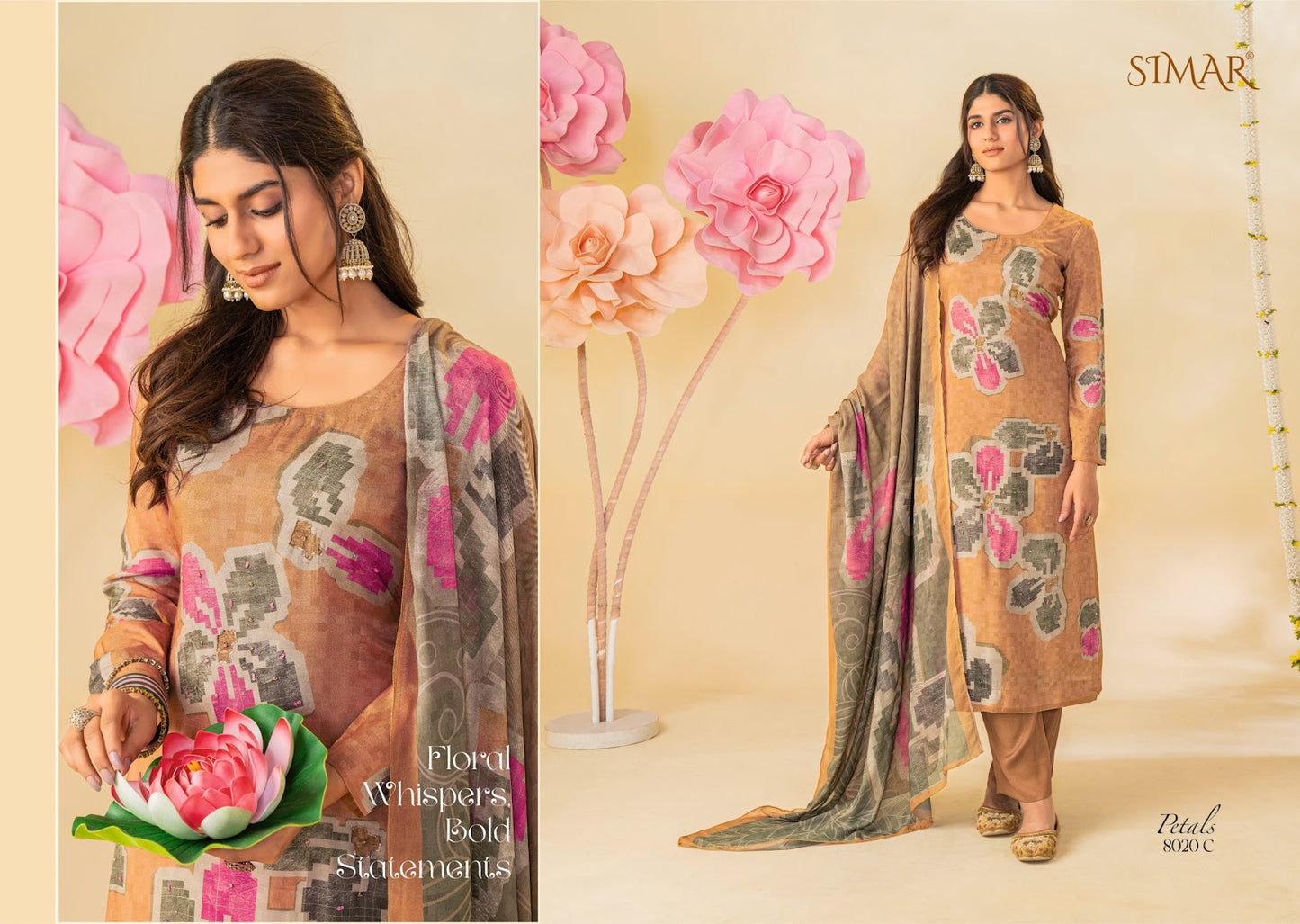 Petals Simar Viscose Muslin Pant Style Suits Wholesale Price