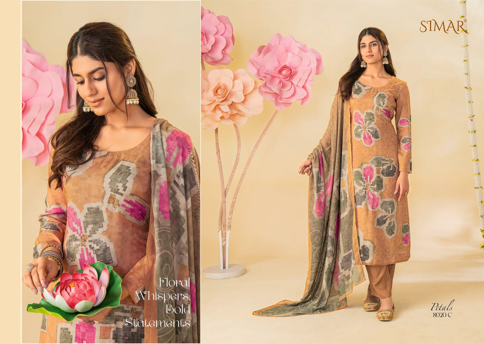 Petals Simar Viscose Muslin Pant Style Suits Wholesale Price