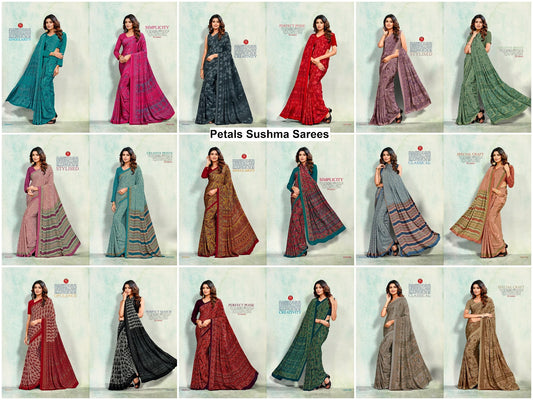 Petals Sushma Crape Sarees Exporter India