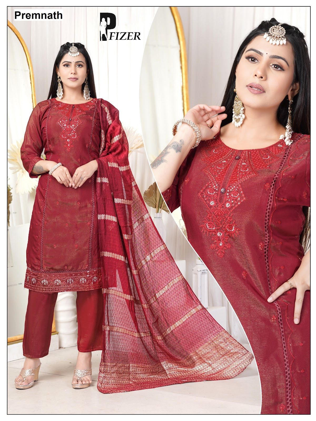 Pfizer 0109 Premnath Roman Readymade Pant Style Suits Supplier Ahmedabad
