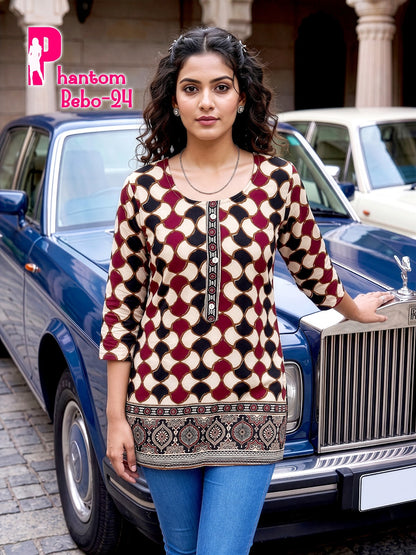 Phantom Bebo Prmnt Rayon Short Kurtis Wholesaler Gujarat