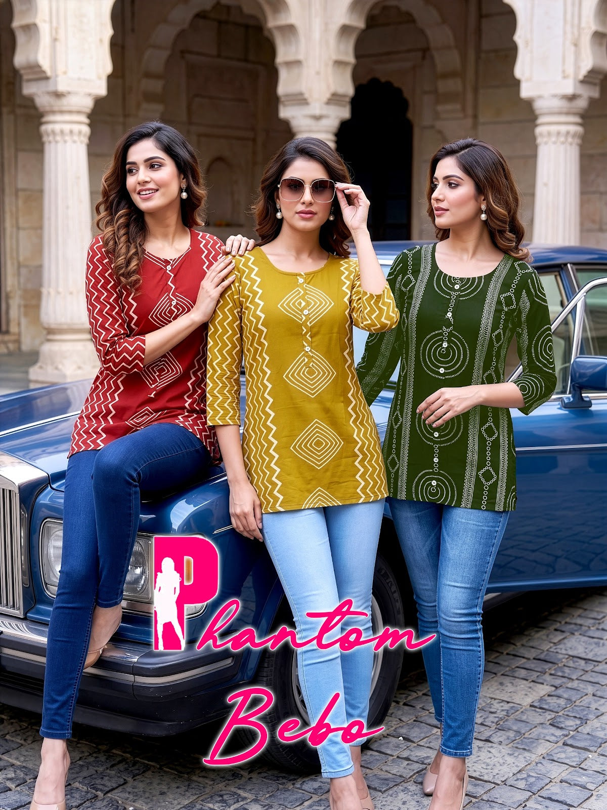 Phantom Bebo Prmnt Rayon Short Kurtis Wholesaler Gujarat