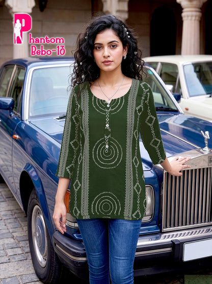 Phantom Bebo Prmnt Rayon Short Kurtis Wholesaler Gujarat