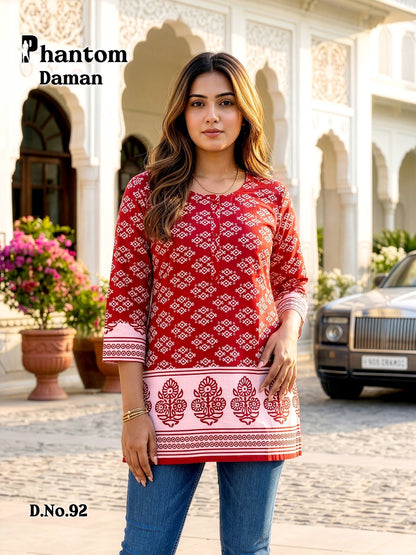 Phantom Daman 83-94 Prmnt Cotton Short Kurtis Manufacturer Ahmedabad