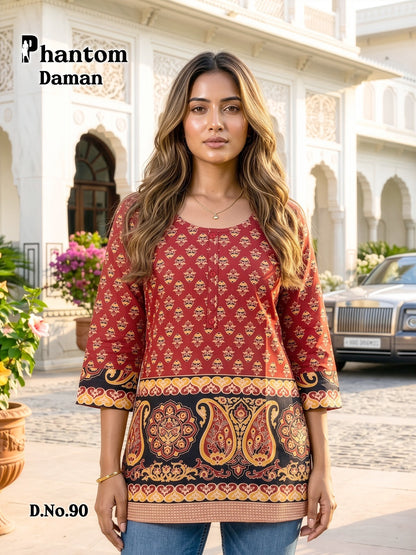 Phantom Daman 83-94 Prmnt Cotton Short Kurtis Manufacturer Ahmedabad