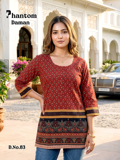 Phantom Daman 83-94 Prmnt Cotton Short Kurtis Manufacturer Ahmedabad