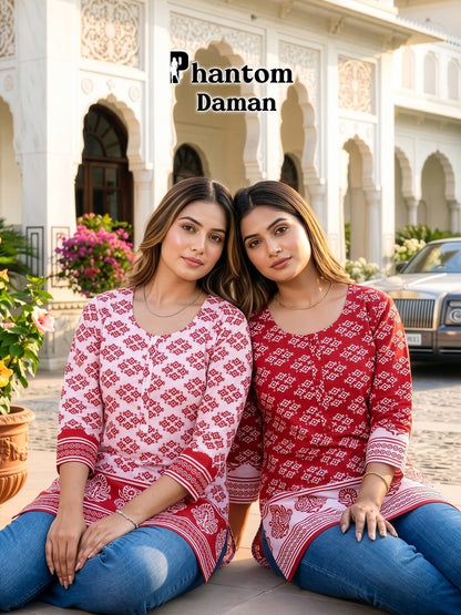Phantom Daman 83-94 Prmnt Cotton Short Kurtis Manufacturer Ahmedabad