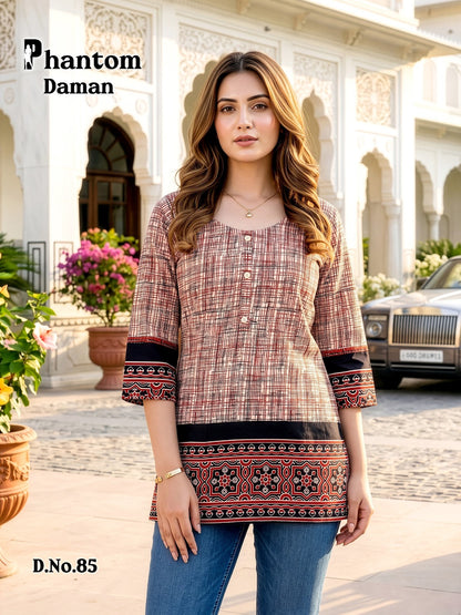 Phantom Daman 83-94 Prmnt Cotton Short Kurtis Manufacturer Ahmedabad