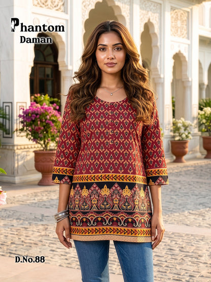 Phantom Daman 83-94 Prmnt Cotton Short Kurtis Manufacturer Ahmedabad