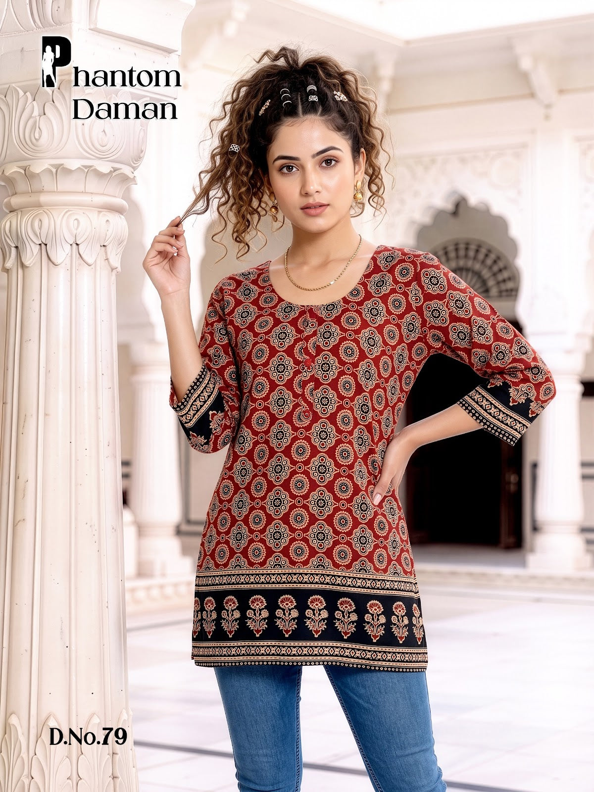Phantom Daman Prmnt Cotton Short Kurtis Wholesaler India