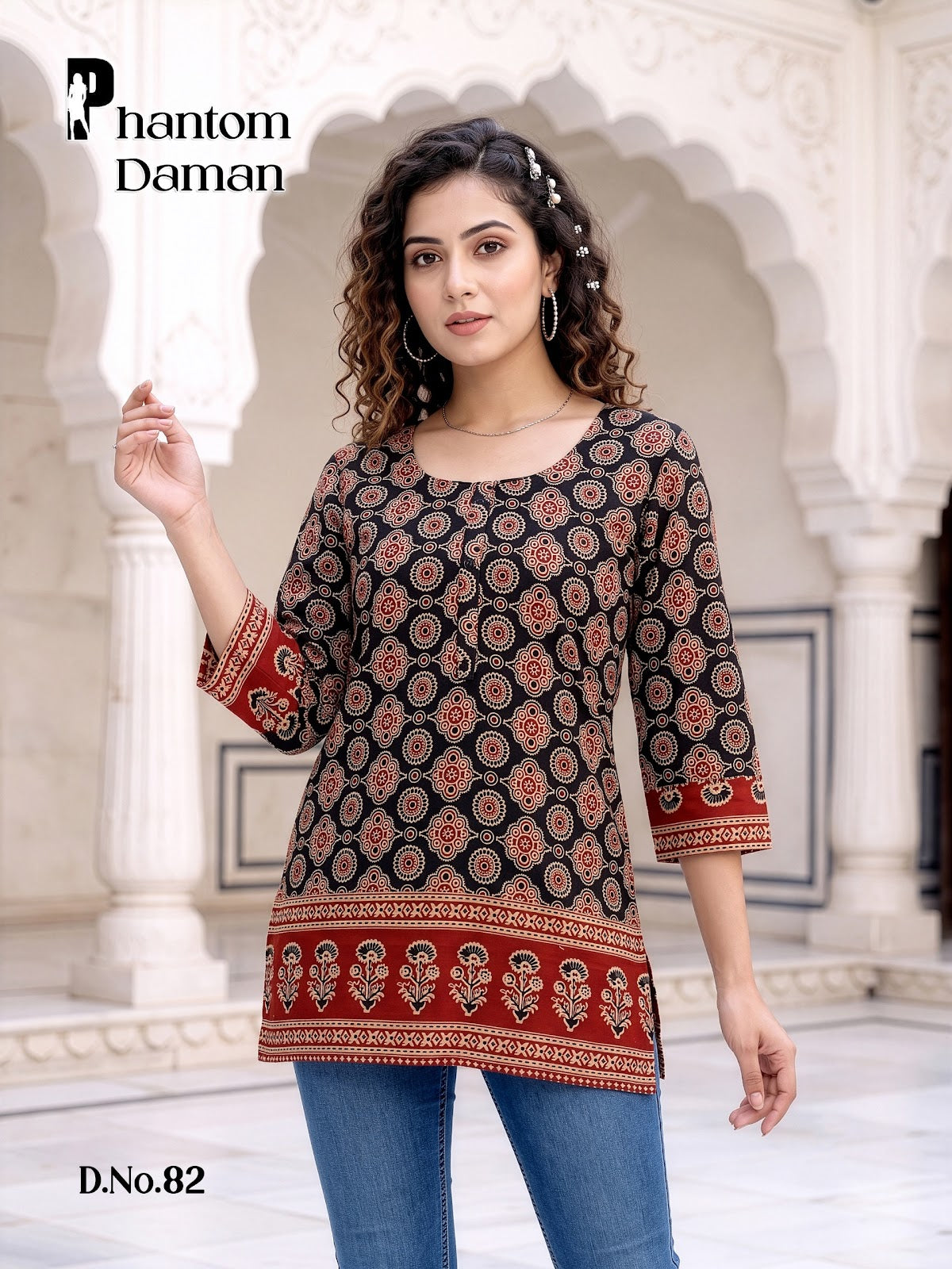 Phantom Daman Prmnt Cotton Short Kurtis Wholesaler India