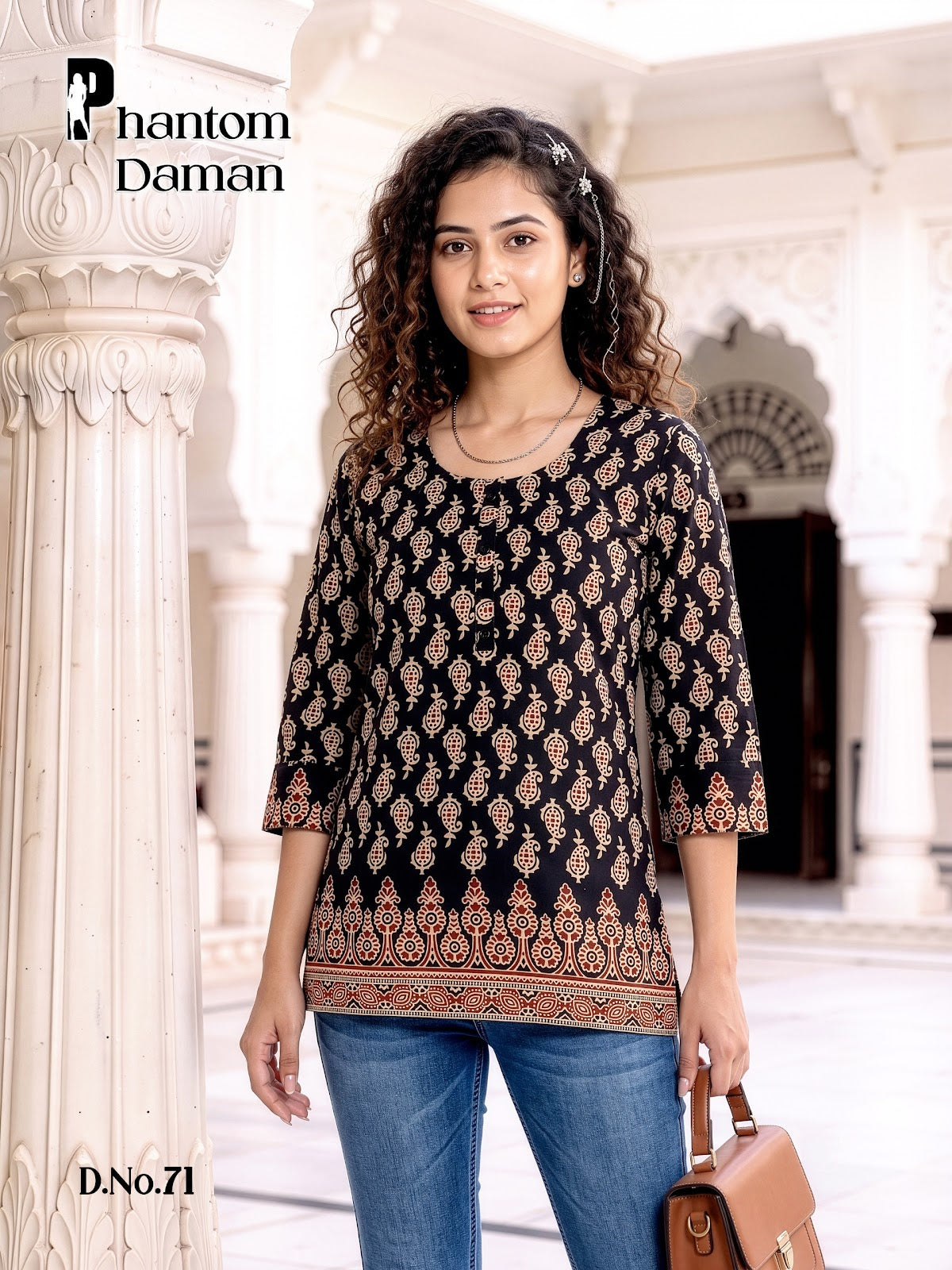 Phantom Daman Prmnt Cotton Short Kurtis Wholesaler India