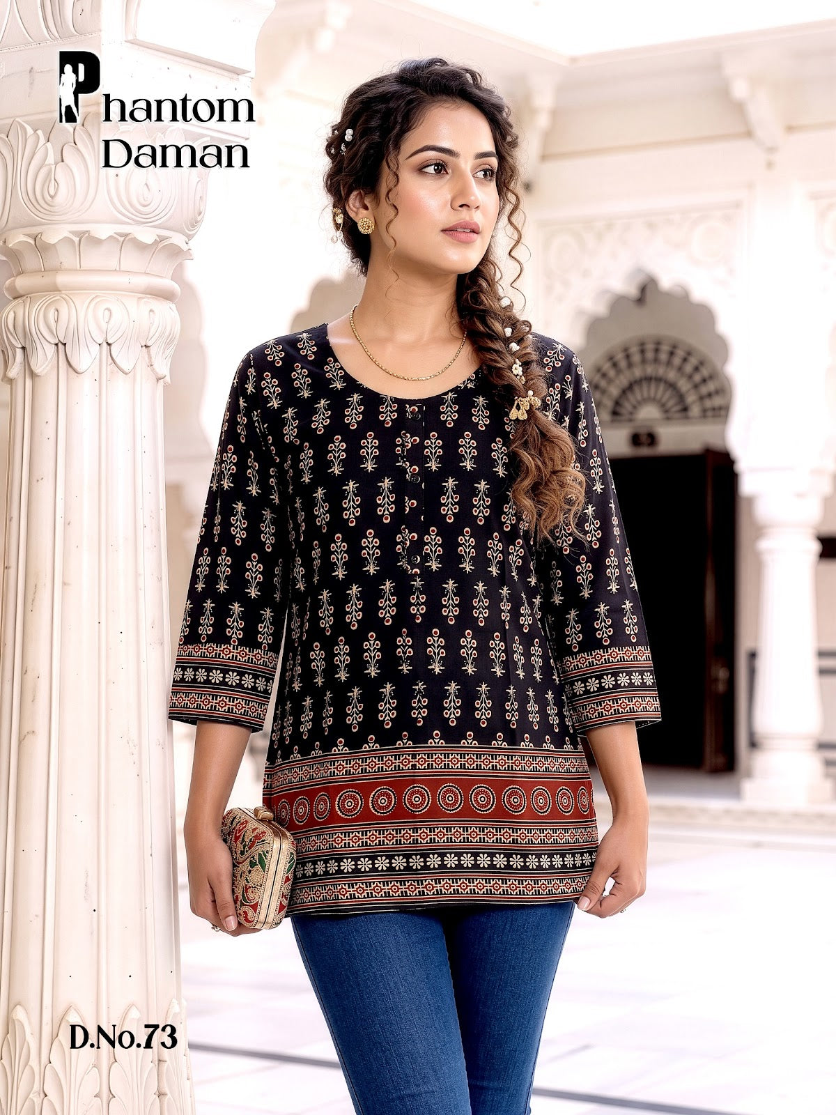 Phantom Daman Prmnt Cotton Short Kurtis Wholesaler India