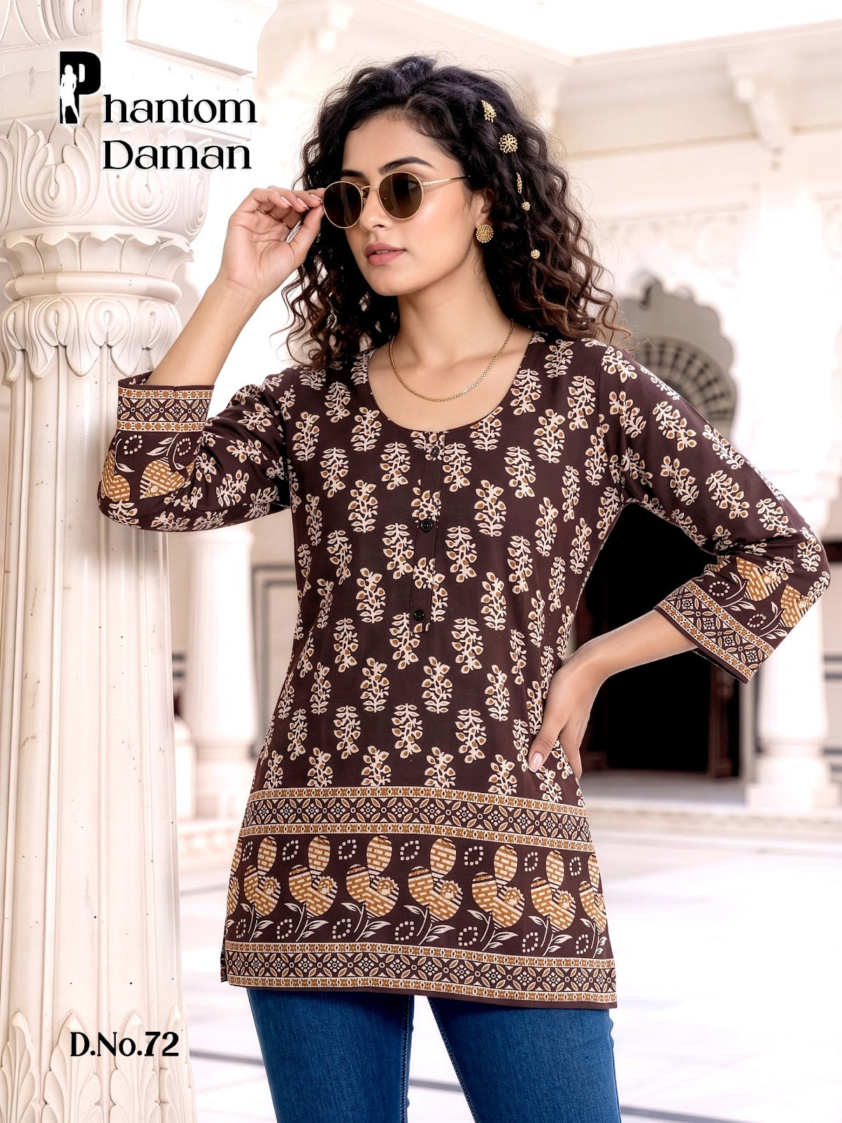 Phantom Daman Prmnt Cotton Short Kurtis Wholesaler India