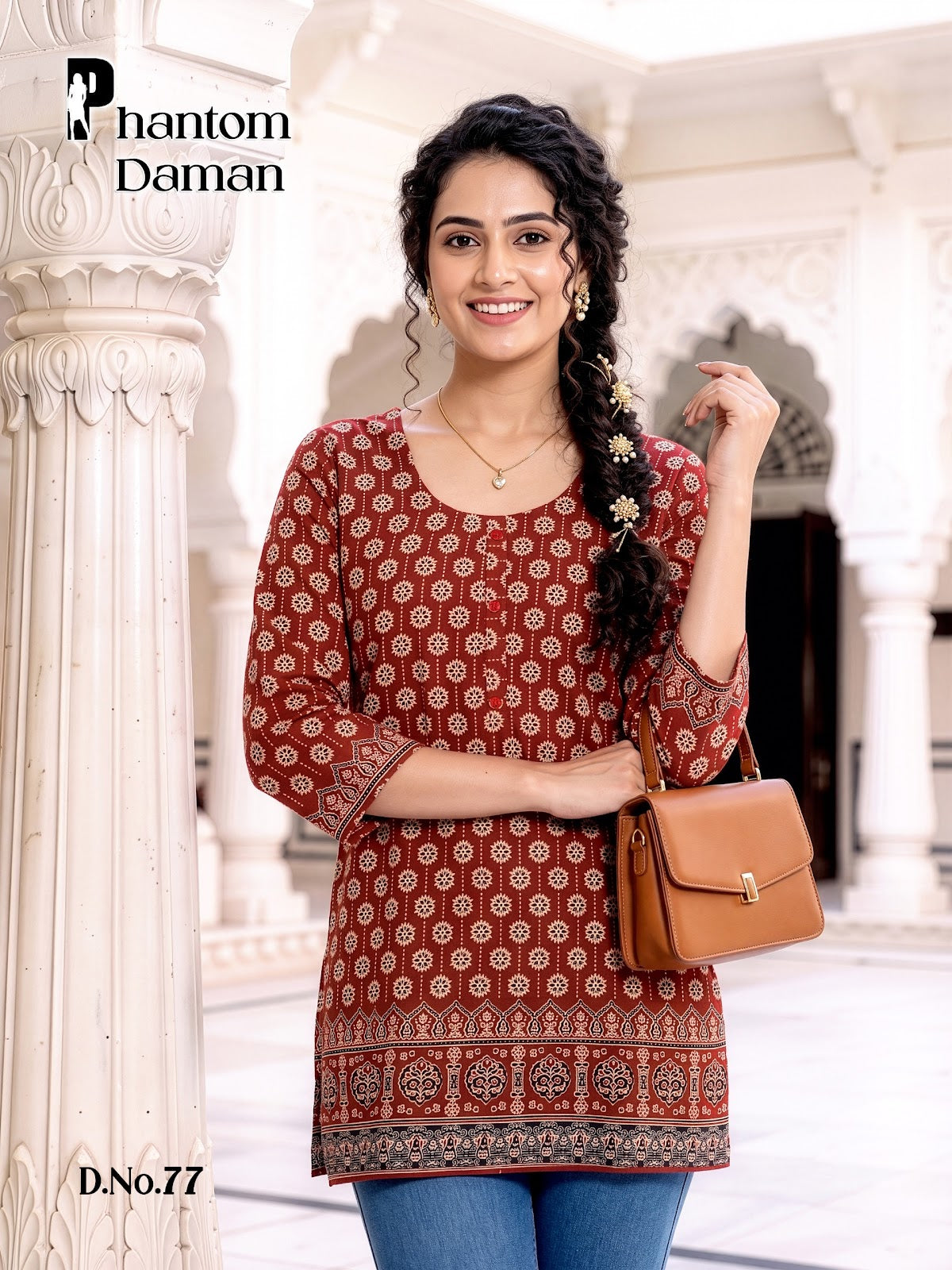 Phantom Daman Prmnt Cotton Short Kurtis Wholesaler India