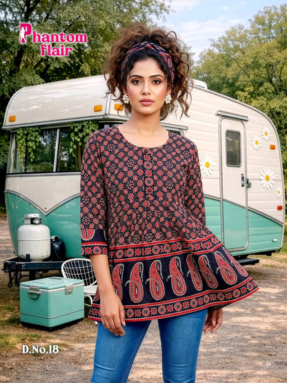 Phantom Flair Print Prmnt Cotton Designer Long Top Manufacturer Gujarat