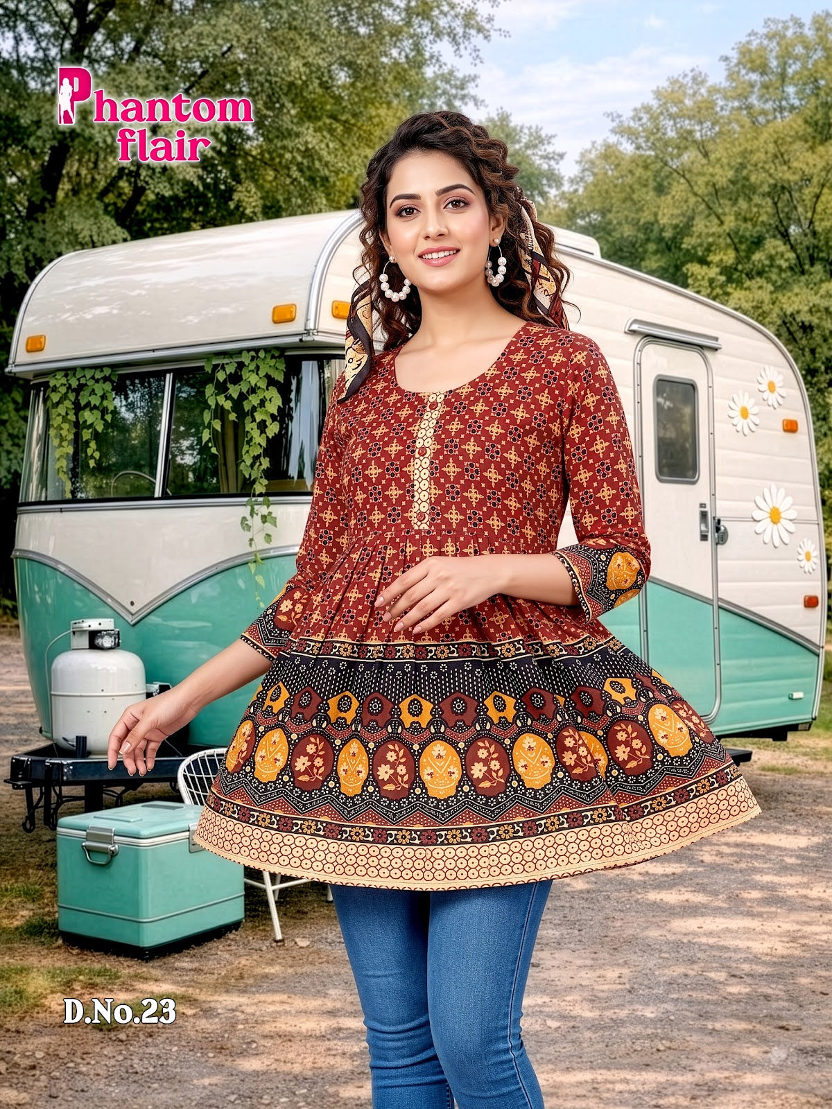 Phantom Flair Print Prmnt Cotton Designer Long Top Manufacturer Gujarat