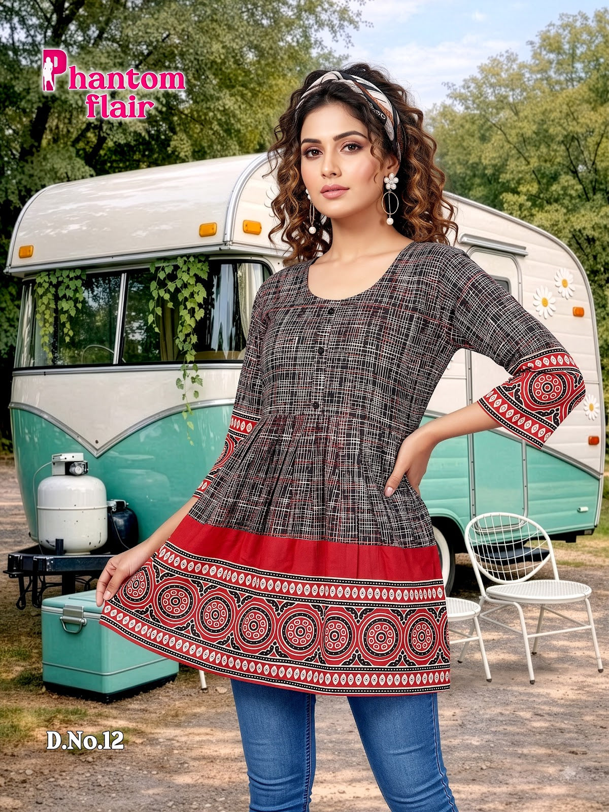 Phantom Flair Print Prmnt Cotton Designer Long Top Manufacturer Gujarat