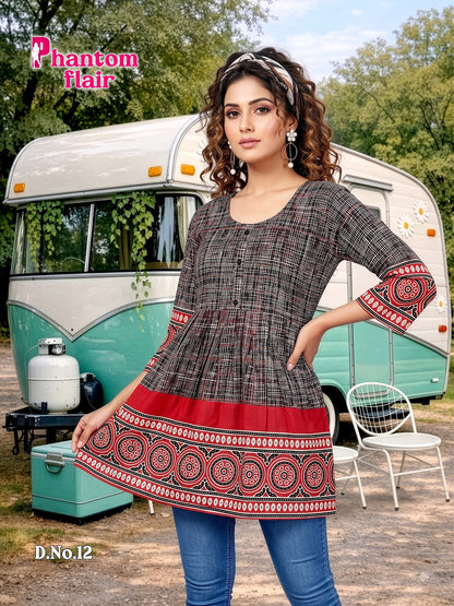 Phantom Flair Print Prmnt Cotton Designer Long Top Manufacturer Gujarat