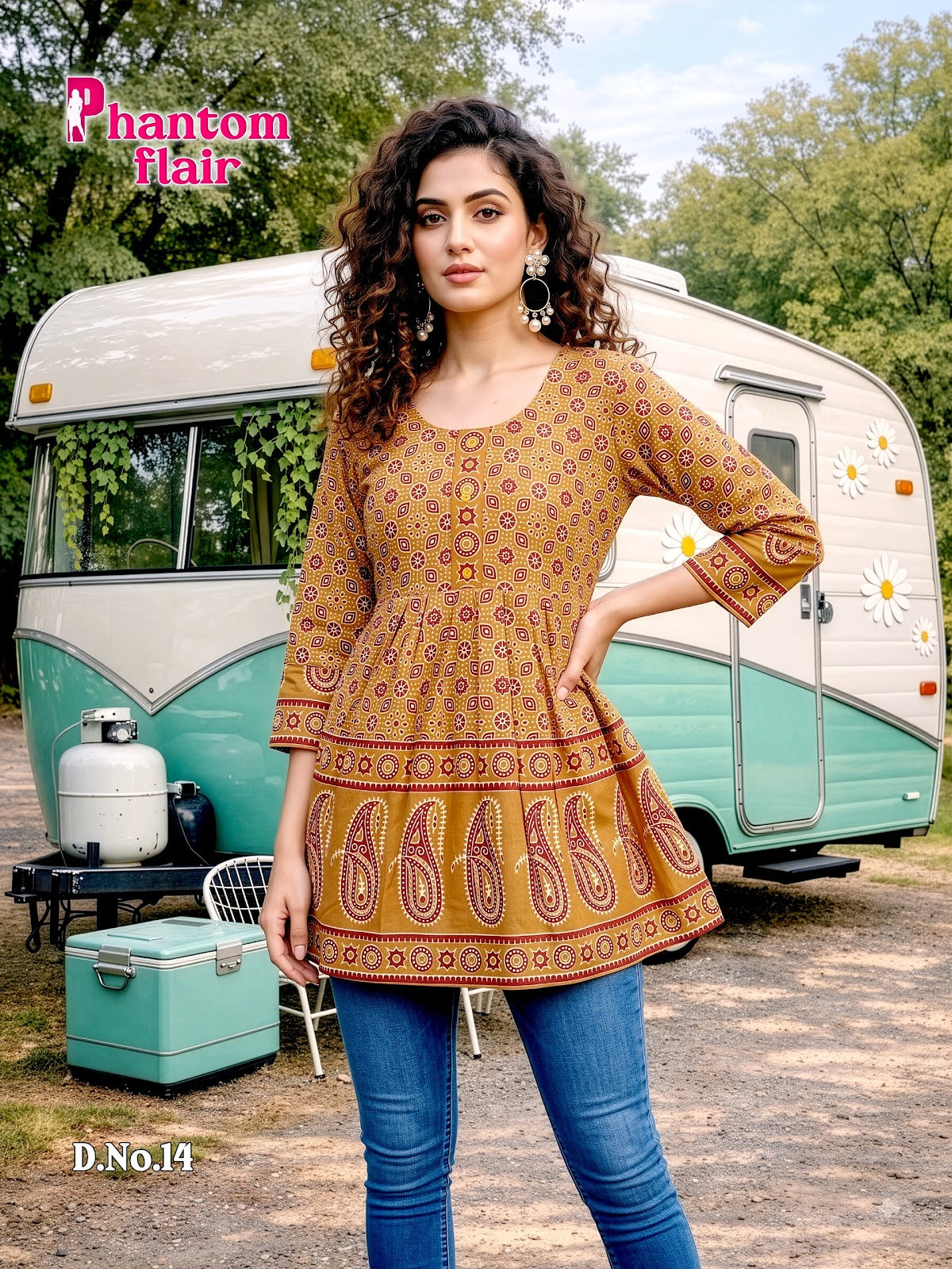 Phantom Flair Print Prmnt Cotton Designer Long Top Manufacturer Gujarat