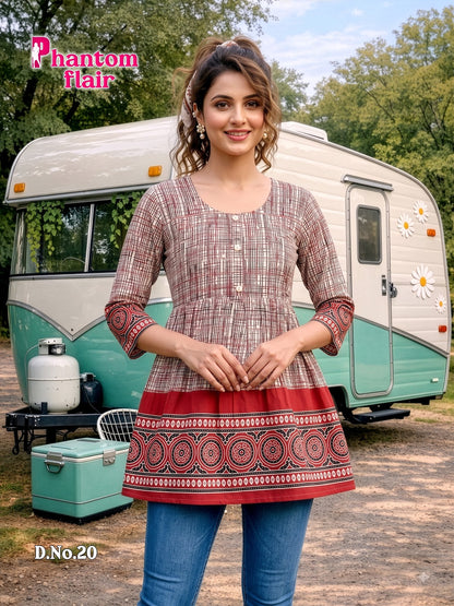 Phantom Flair Print Prmnt Cotton Designer Long Top Manufacturer Gujarat