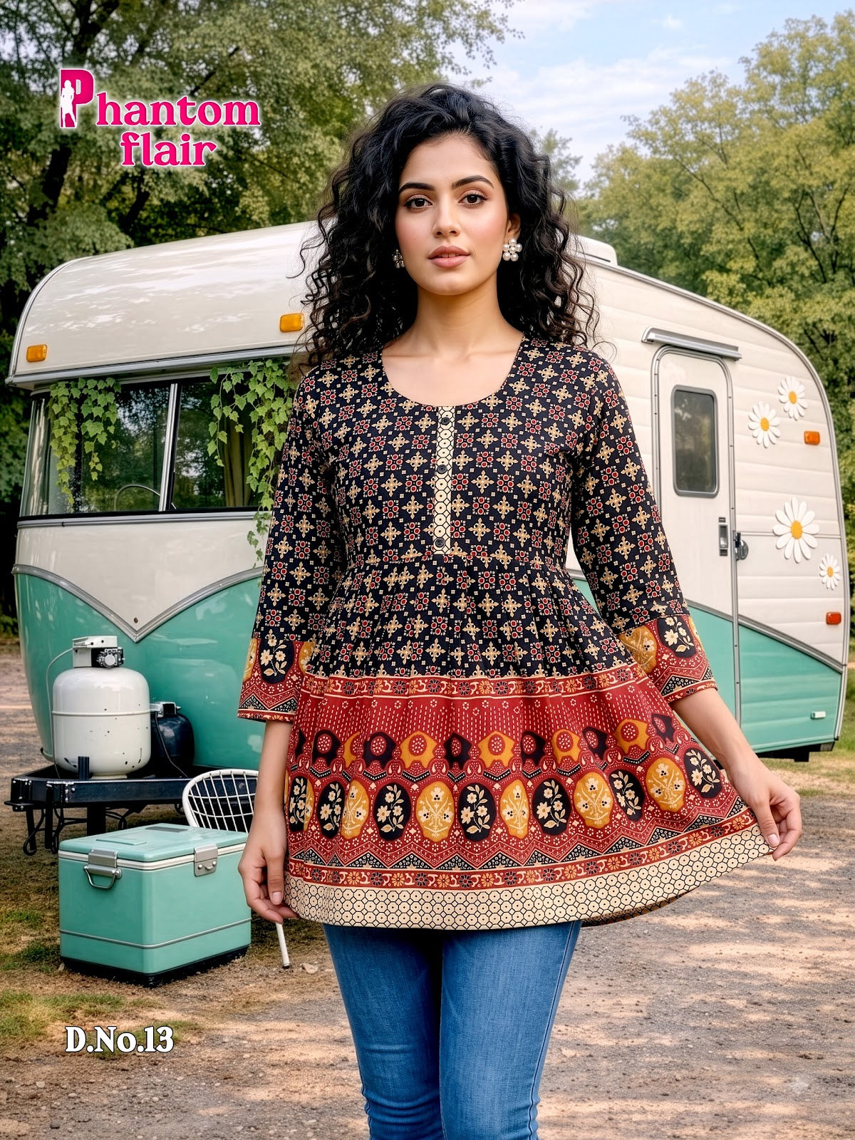 Phantom Flair Print Prmnt Cotton Designer Long Top Manufacturer Gujarat