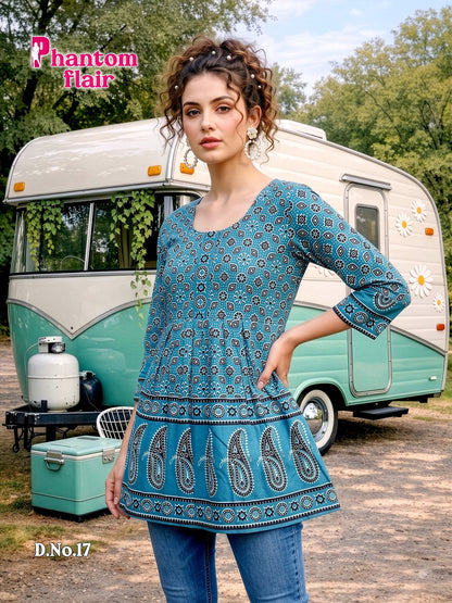 Phantom Flair Print Prmnt Cotton Designer Long Top Manufacturer Gujarat