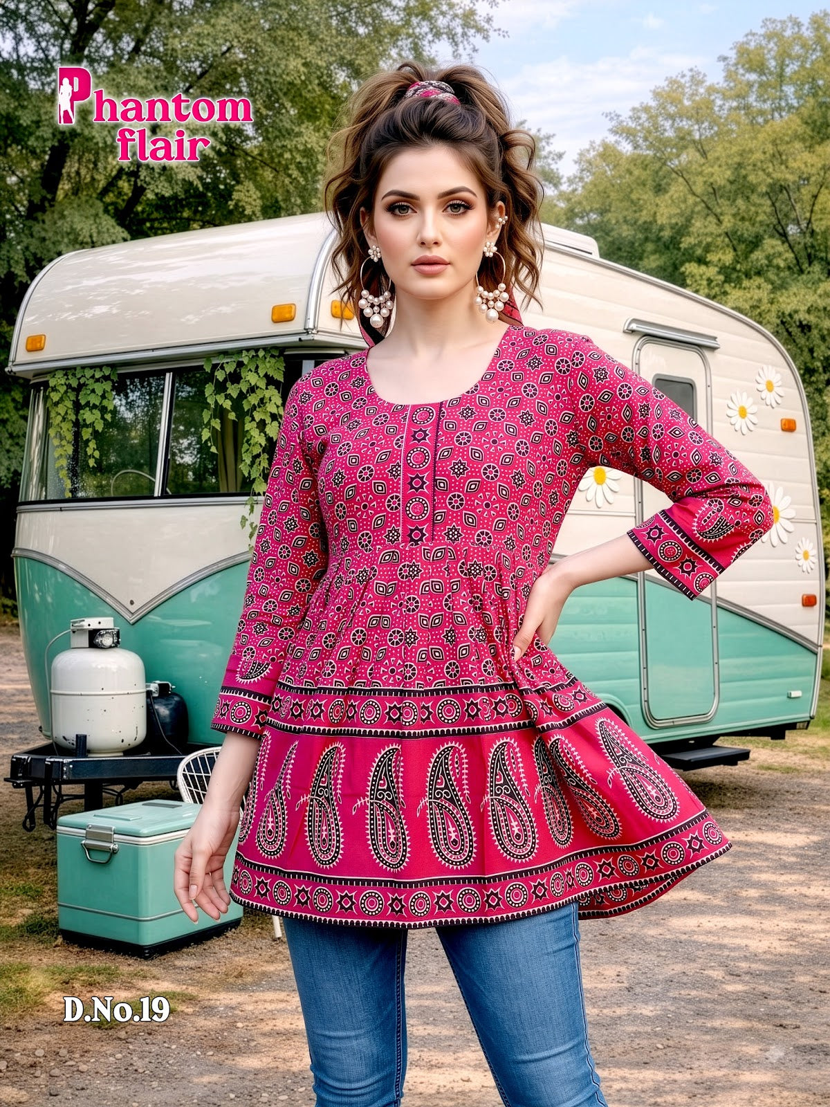 Phantom Flair Print Prmnt Cotton Designer Long Top Manufacturer Gujarat