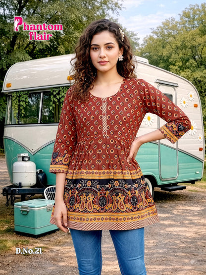 Phantom Flair Print Prmnt Cotton Designer Long Top Manufacturer Gujarat