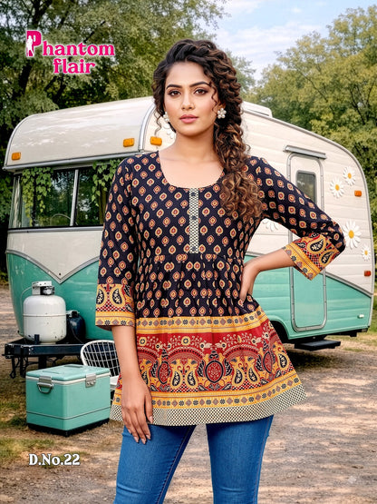 Phantom Flair Print Prmnt Cotton Designer Long Top Manufacturer Gujarat