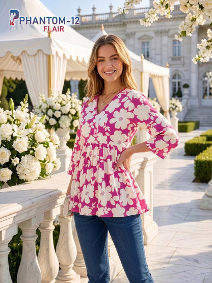 Phantom Flair Prmnt Rayon Stylish Short Tops Wholesale Price