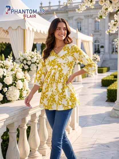 Phantom Flair Prmnt Rayon Stylish Short Tops Wholesale Price
