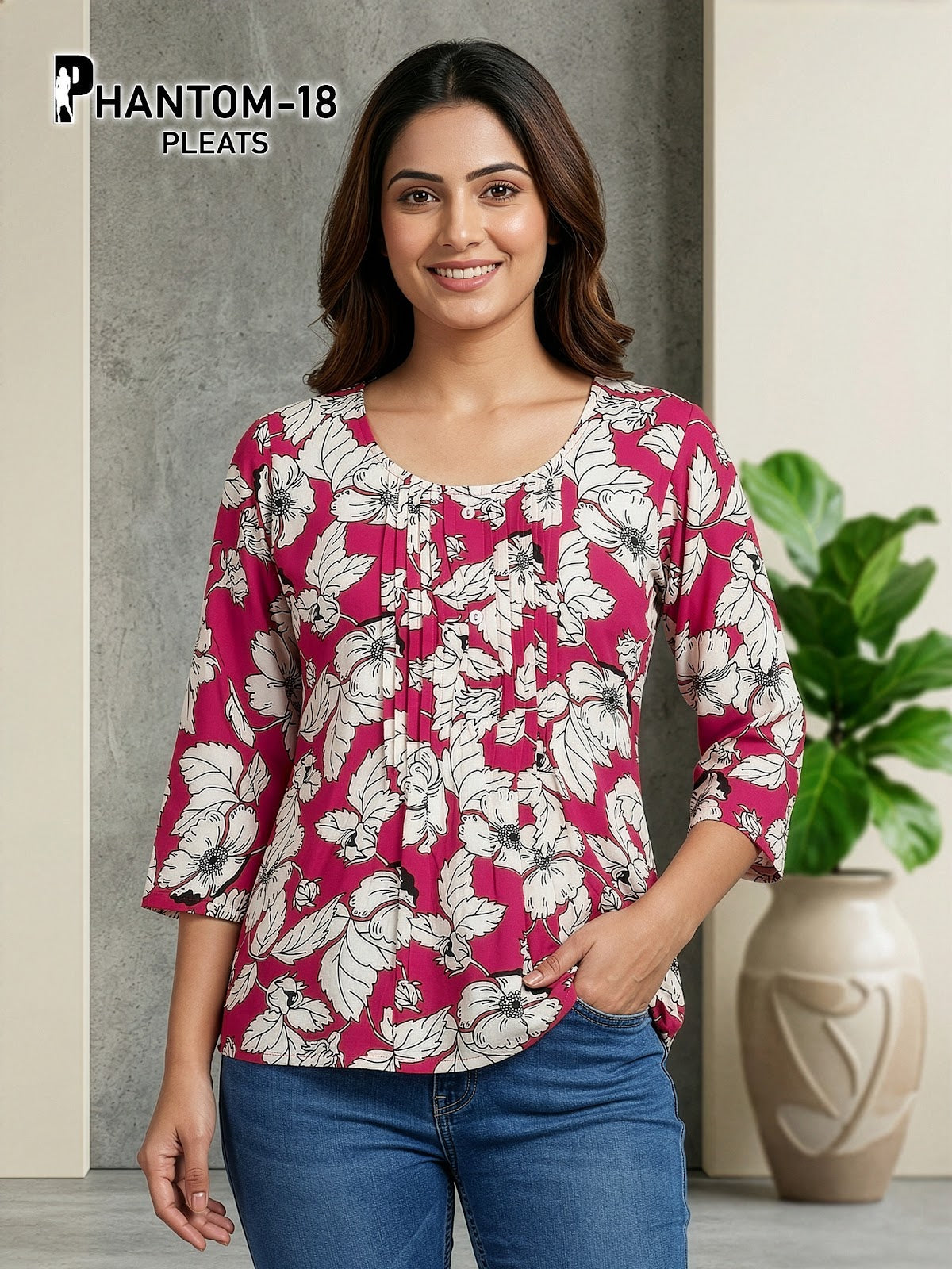 Phantom Pleats Premnath Rayon Stylish Short Tops Wholesale