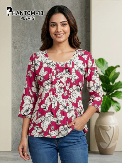 Phantom Pleats Premnath Rayon Stylish Short Tops Wholesale