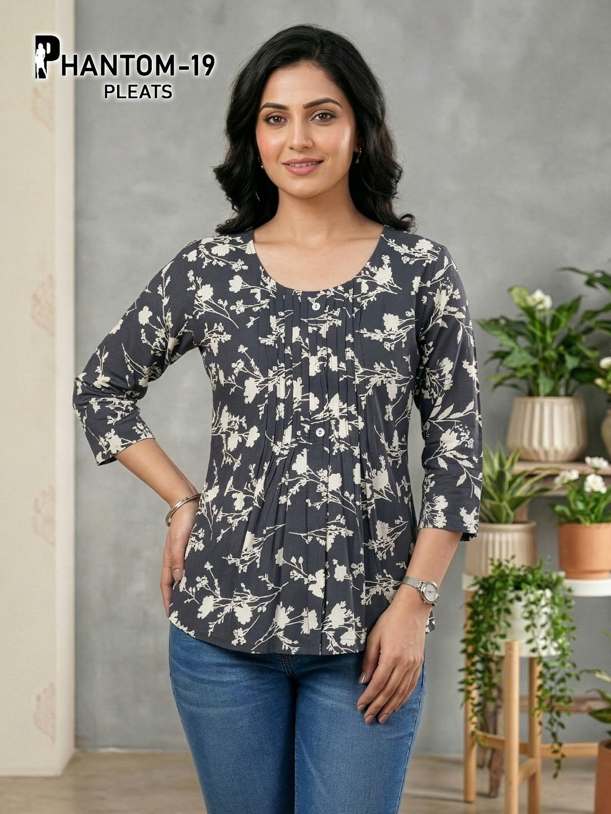 Phantom Pleats Premnath Rayon Stylish Short Tops Wholesale