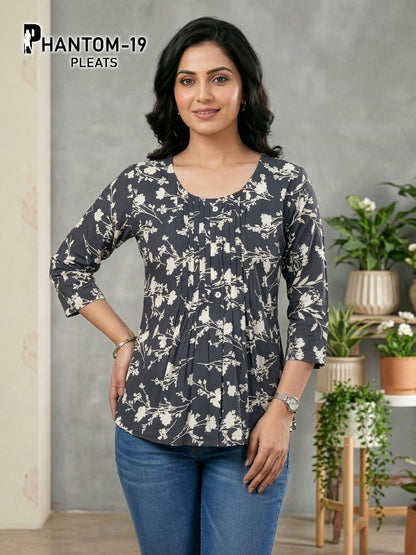 Phantom Pleats Premnath Rayon Stylish Short Tops Wholesale