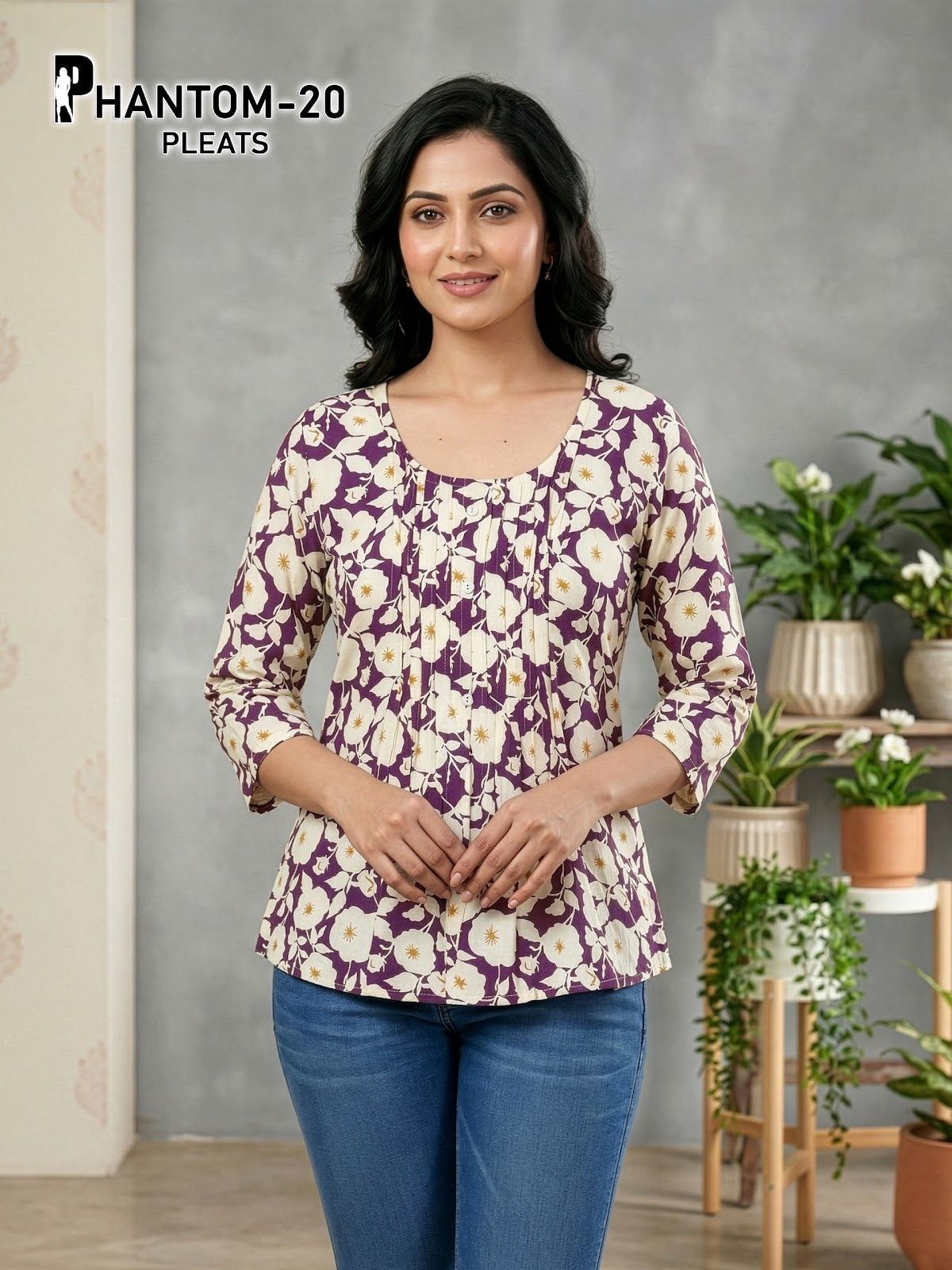 Phantom Pleats Premnath Rayon Stylish Short Tops Wholesale