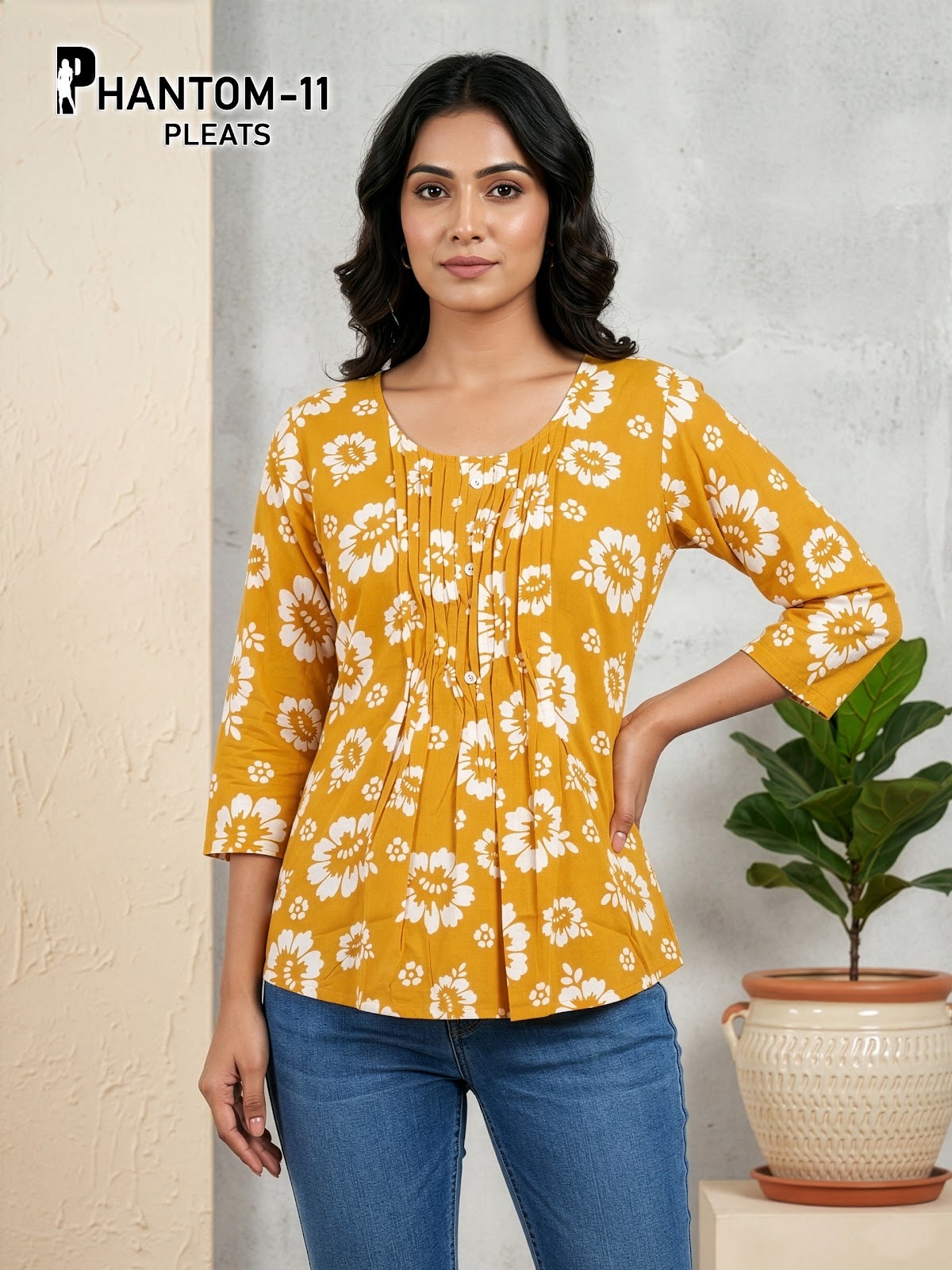 Phantom Pleats Premnath Rayon Stylish Short Tops Wholesale